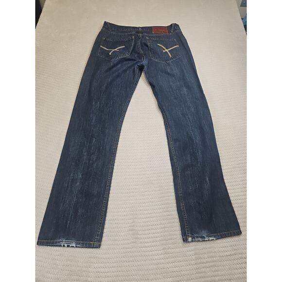 Ecko Jeans Mens 36x34 Straight Fit Dark Wash 5 Pocket Denim - Picture 6 of 8